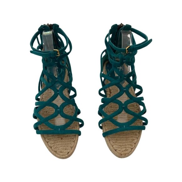 Miu Miu Green Suede Raffia Sole Sandals size 38 /AZI - Picture 4 of 8